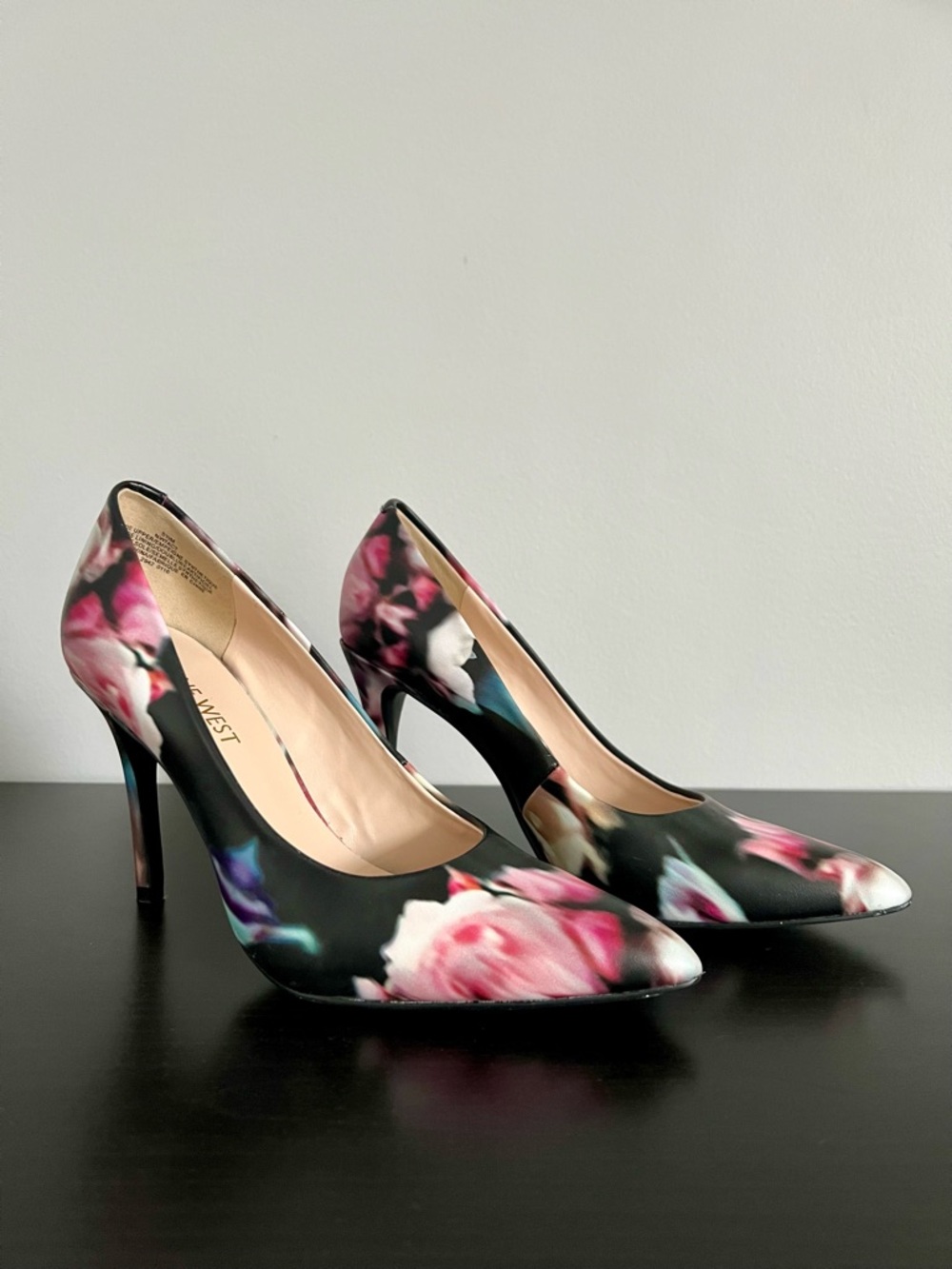 Nine West Black Floral Heels Pumps Size 5.5 | 3” Heel | Elegant Dress Shoes - Picture 2 of 10